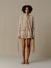 INTO THE EAST 25 Autumn/Winter Tussah Silk Embroidered Applique Buttoned Suit ITE-E1DGSS002SD22SU-SHA Sand